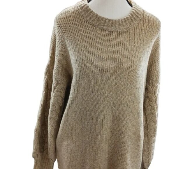A New Day Sweater Dress Tan Knit Long Sleeve Womens Size Medium - Picture 2 of 5